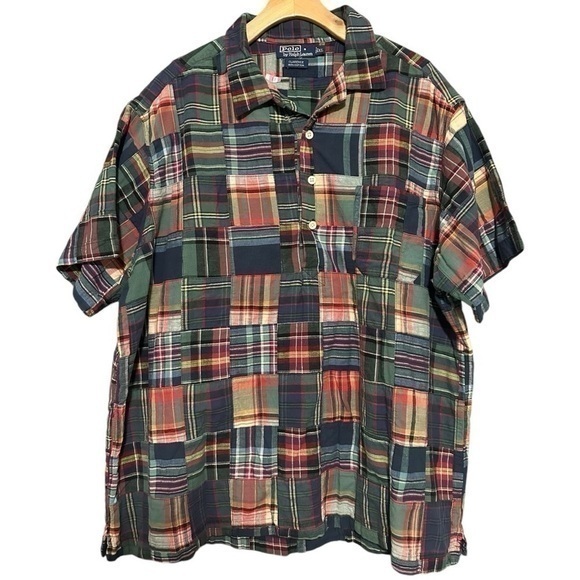Polo Ralph Lauren Other - Polo Ralph Lauren Vintage Men’s Size XL Green Patchwork Plaid Henley Shirt
